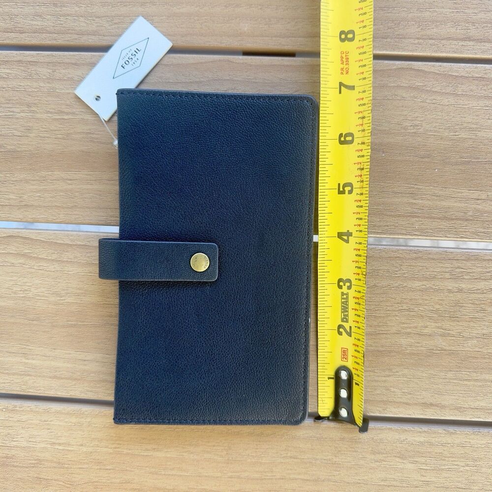 Fossil SL7556 Wallet Vale Leather Tab Wallet Black Organizer Clutch New - Picture 7 of 10